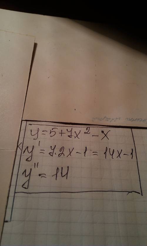 Производная второго порядка функции y=5+7x^2-x