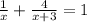 \frac{1}{x}+ \frac{4}{x+3}=1