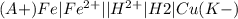 (A+)Fe|Fe^{2+}||H^{2+}|H2|Cu(K-)