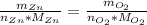 \frac{m_{Zn}}{n_{Zn}*M_{Zn}} = \frac{m_{O_2}}{n_{O_2}*M_{O_2}}