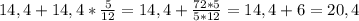 14,4+14,4 * \frac{5}{12}= 14,4+\frac{72*5}{5*12}= 14,4 + 6=20,4