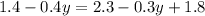 1.4-0.4y=2.3-0.3y+1.8