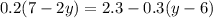 0.2(7-2y)=2.3-0.3(y-6)