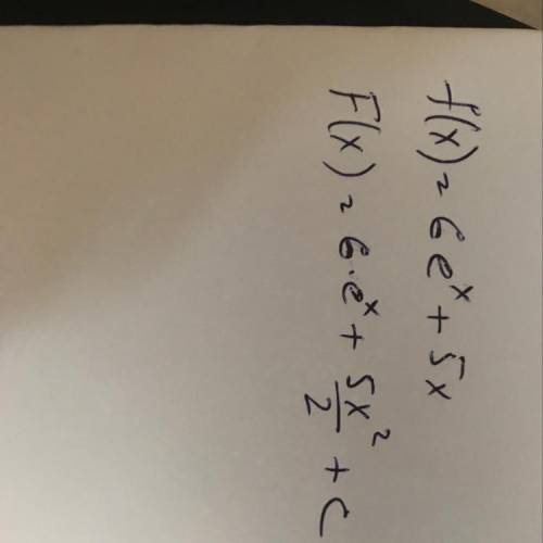 Найдите множество всех первообразных для функции f(x)=6e^x+5x