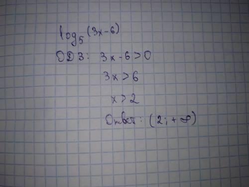 Y=log по основанию 5 (3x-6) найти область определения функции