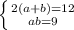 \left \{ {{2(a+b)=12} \atop {ab=9}} \right.