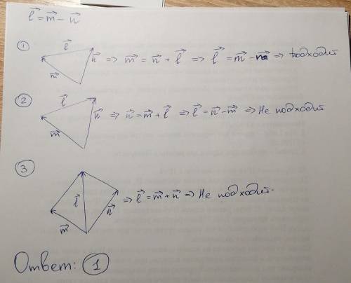 Встал вопрос какой из ответов правильный ? ? данна формула l=m-n и нужно выбрать правильный чертеж в