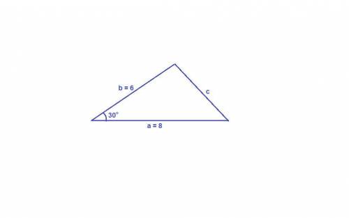 Две стороны треугольника равны 6 и 8 см а угол между ними равен 30 найдите третью сторону площадь тр