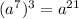 (a^{7})^{3}=a^{21}