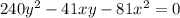 240 y^{2}-41xy-81 x^{2}=0