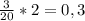 \frac{3}{20} *2=0,3