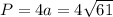 P=4a=4 \sqrt{61}