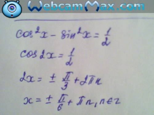 Влияет на четвертную оценку cos^2x-sin^2x=0,5