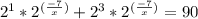 2^{1}*2^{(\frac{-7}{x})} +2^{3}*2^{(\frac{-7}{x})} =90