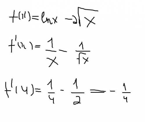 Найти произвольную функцию f (x)=inx-2 корень x в точке x=4​