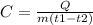 C= \frac{Q}{m(t1-t2)}