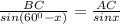 \frac{BC}{sin(60^0-x)}= \frac{AC}{sinx}