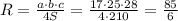 R= \frac{a\cdot b\cdot c}{4S} = \frac{17\cdot 25\cdot 28}{4\cdot 210}= \frac{85}{6}