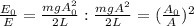 \frac{E_0}{E} = \frac{mgA_0^2}{2L}: \frac{mgA^2}{2L}= (\frac{A_0}{A} )^2