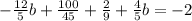 - \frac{12}{5} b+ \frac{100}{45} + \frac{2}{9} + \frac{4}{5} b=-2