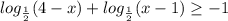 log_{ \frac{1}{2} } (4-x) + log_{ \frac{1}{2} } (x-1) \geq -1