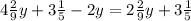 4 \frac{2}{9} y+3 \frac{1}{5} -2y=2 \frac{2}{9} y+3 \frac{1}{5}