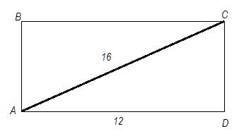 Найдите площадь прямоугольника если его диагональ равна 16 см а сторона 12 см