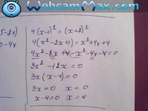 Решить,! 1) (x+5)(x-5)=24 2)x(3x-4)=2(5-2x) 3)4(x-1)^2=(x+2)^2 4)(x+3)^2=3(x+1)^2