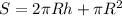 S=2\pi Rh+\pi R^2