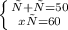 \left \{ {{х+у=50} \atop {xу=60}} \right.