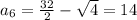 a_6=\frac{32}{2}-\sqrt{4}=14