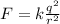 F=k \frac{q ^{2} }{r ^{2} }