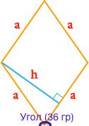 Да. сторона ромба равна 10, а один из его углов равен 36 градусам. найдите площадь ромба