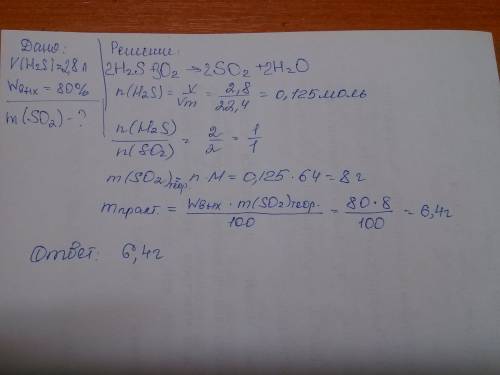 Вычислите массу сернистого газа образовавшегося при окислении избвтком кислорода снроводорода объемо