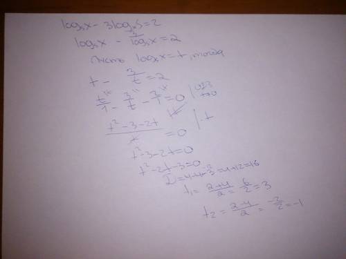 Решите уравнение: log5 x-3logx 5=2