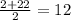 \frac{2+22}{2}=12