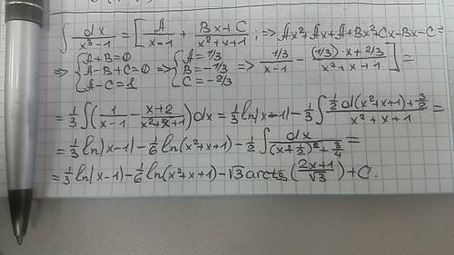 \int\limits {\frac{1}{x^3-1} } \, dx