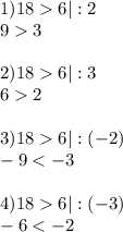 1)186| :2 \\ 93 \\ \\ 2)186| :3 \\ 62 \\ \\ 3)186| :(-2) \\ -96| :(-3) \\ -6