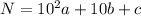 N=10^2a+10b+c