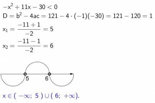 :)) 9 класс решите неравенство: -х^2 + 11х - 30 < 0