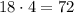 18\cdot4=72