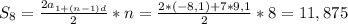 S_{8}= \frac{2 a_{1+(n-1)d} }{2}*n= \frac{2*(-8,1)+7*9,1}{2} *8=11,875