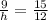 \frac{9}{h} = \frac{15}{12}