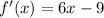 f'(x)=6x-9