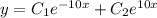 y=C_1e^{-10x}+C_2e^{10x}