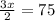 \frac{3x}{2} = 75