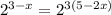 2^{3-x} =2^{3(5-2x)}