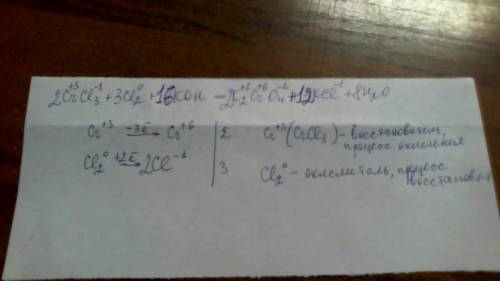 Определить окислитель и восстановитель: crcl3+cl2+koh=k2cro4+kcl+h2o