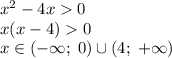 x^2-4x0\\x(x-4)0\\x\in(-\infty;\;0)\cup(4;\;+\infty)