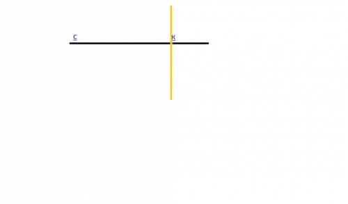Проведите прямую c и отметьте точку k принадлежащую ей.проведите через точку k прямую перпендикулярн